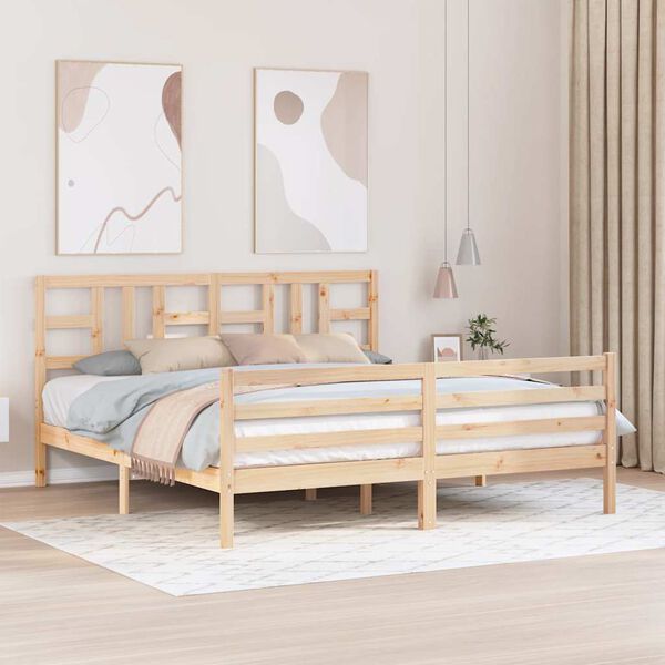 vidaXL Bedframe met hoofdbord massief hout