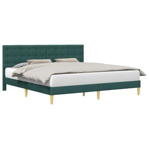 vidaXL Bedframe met hoofdeinde Donkergroen 200 x 200 cm Stof