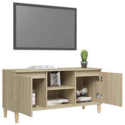 vidaXL Tv-meubel met houten poten 103,5x35x50 cm sonoma eikenkleurig