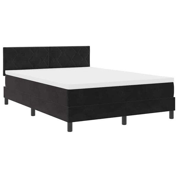 vidaXL Boxspringbed met matras Zwart 140 x 190 cm Fluweel