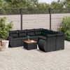 vidaXL 9-delige Loungeset met kussens poly rattan zwart