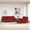 vidaXL 3-delige Loungeset met sierkussens en kussens stof wijnrood