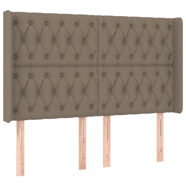 vidaXL Hoofdbord met randen 163x16x118/128 cm stof taupe