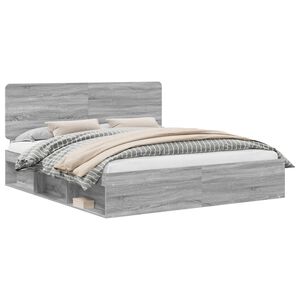 vidaXL Bedframe Grijs Sonoma 200 x 200 cm Massief grenenhout