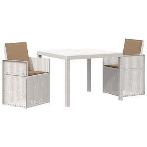 vidaXL Tuin eettafelset 3 st Wit en Taupe PP