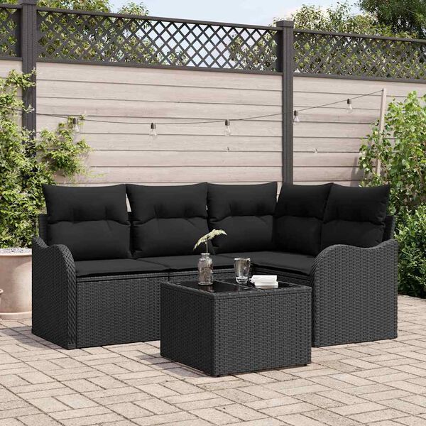 vidaXL Tuin Sofa Set Zwart poly rattan