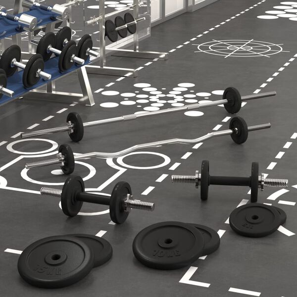 vidaXL Halterset met gewichten 120 kg gietijzer