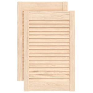 vidaXL Kastdeuren met lamellen 2 st 61,5x39,4 cm massief grenenhout