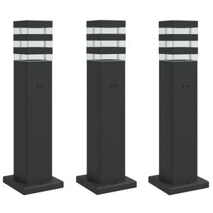 vidaXL Buitenvloerlampen 3 st met stopcontact 50 cm aluminium zwart