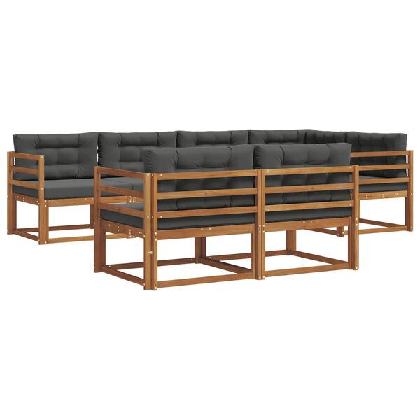 vidaXL Buiten bankenset met kussen 7 pcs Natuurlijk en Antraciet