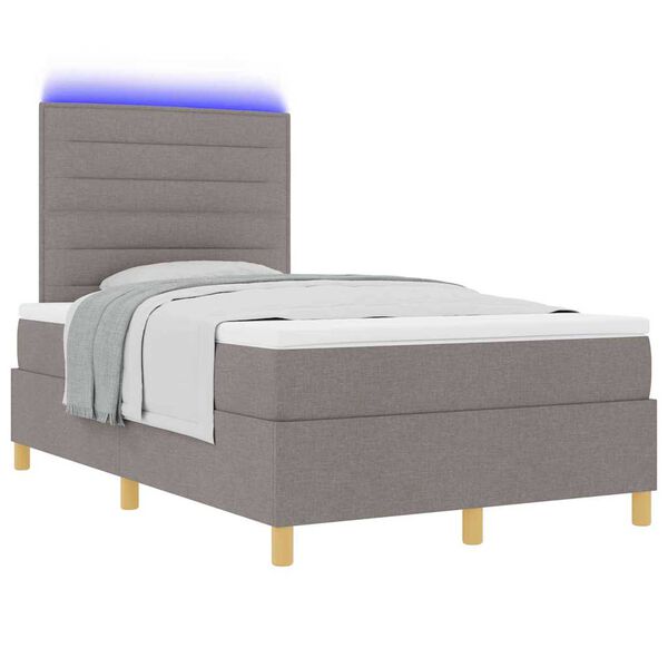 vidaXL LED Box Spring Bed met matras Taupe 120 x 200 cm Stof