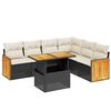 vidaXL 7-delige Loungeset met kussens poly rattan zwart