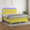vidaXL Boxspring met matras en LED stof groen 180x200 cm