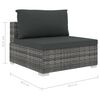 vidaXL 11-delige Loungeset met kussens poly rattan grijs