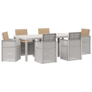 vidaXL Tuin eettafelset 7 st Wit en Taupe PP