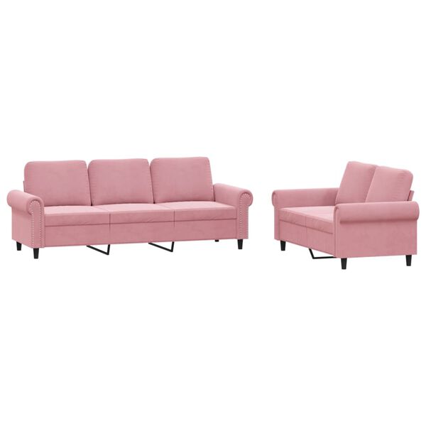 vidaXL 2-delige Loungeset met kussens fluweel roze
