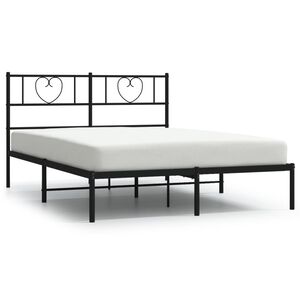 vidaXL Bedframe met hoofdbord metaal zwart 160x200 cm