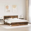 vidaXL Bedframe met hoofdeinde Oudhout 200 x 200 cm Bewerkt hout