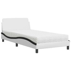 vidaXL Bed met matras "Dover" kunstleer wit en zwart 100x200 cm