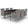 vidaXL 7-delige Tuinset met kussens poly rattan en glas