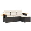 vidaXL 4-delige Loungeset met kussens poly rattan zwart