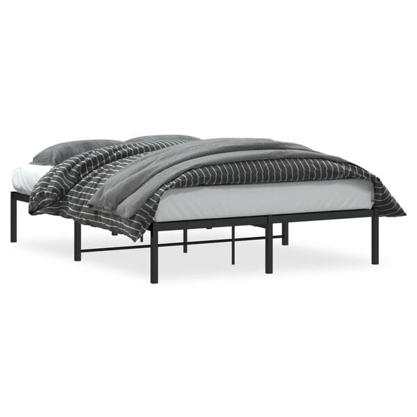 vidaXL Bedframe metaal zwart 135x190 cm