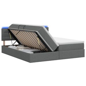 vidaXL LED Opslagbed met Matras Donkergrijs 180 x 200 cm Stof
