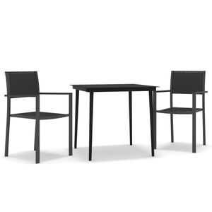 vidaXL 3-delige Tuinset zwart