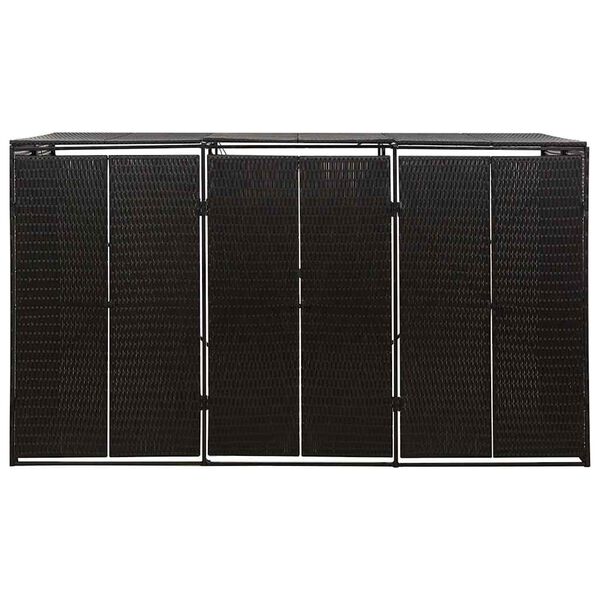 vidaXL Containerberging driedubbel 207x80x117 cm poly rattan zwart
