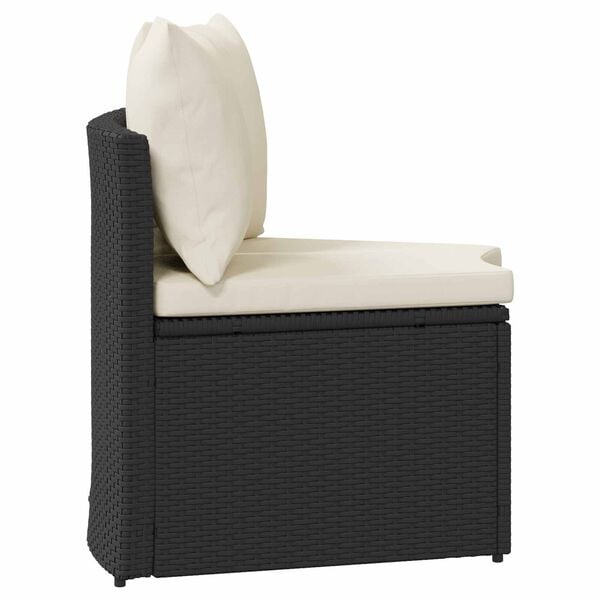 vidaXL Bankstel 2 pcs Zwart Massief Acacia Hout en Poly Rattan