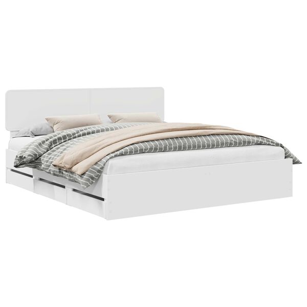 vidaXL Bedframe met lade met opslag Wit 200 x 200 cm Ingenieurshout