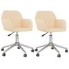vidaXL Eetkamerstoelen 2 st draaibaar stof cr&egrave;mekleurig
