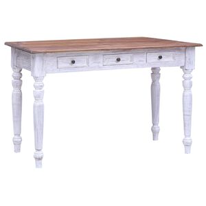 vidaXL Bureau met lades 117x57x75 cm massief mahoniehout wit