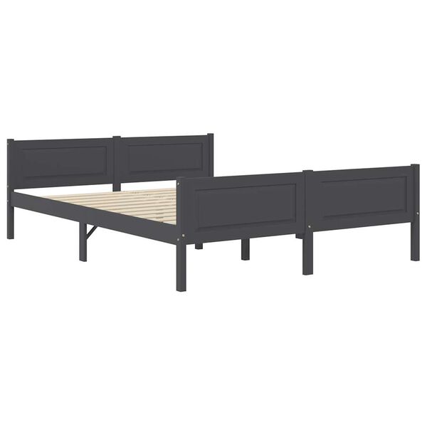 vidaXL Bedframe met 2 lades massief grenenhout donkergrijs 140x200 cm