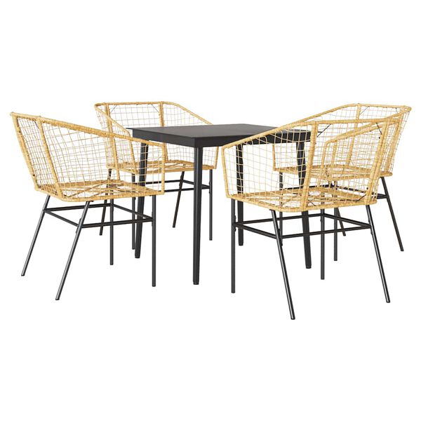 vidaXL 5-delige Tuinset poly rattan glas bruin