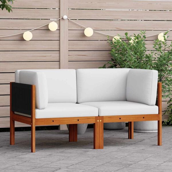 vidaXL Tuinhoekbanken 2 st met kussens acaciahout & touw