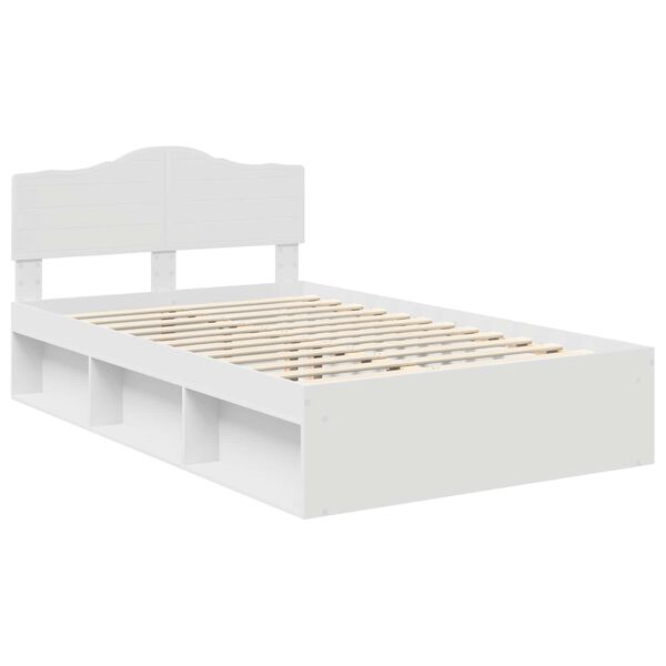 vidaXL Bedframe met hoofdeinde Wit 135 x 190 cm Massief grenenhout