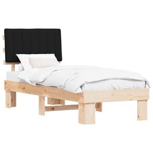 vidaXL Bedframe met Gevoerd Hoofdgedeelte Zwart 75 x 190 cm