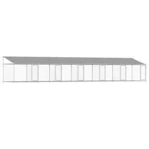 vidaXL Hondenhok met dak en deuren 12x2x2 m gegalvaniseerd staal grijs