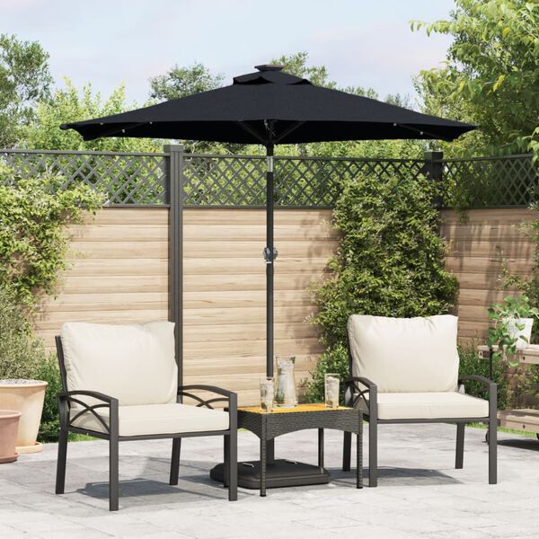 vidaXL Parasol met LED's en stalen paal 225x225x212 cm zwart