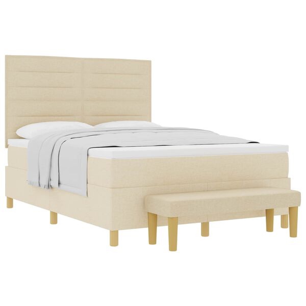 vidaXL Boxspring bed met matras met hoofdeinde Cr&egrave;me 160 x 200 cm Stof