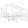 vidaXL Halfhoogslaper met ladder en bedhuis grenenhout wit 90x190 cm
