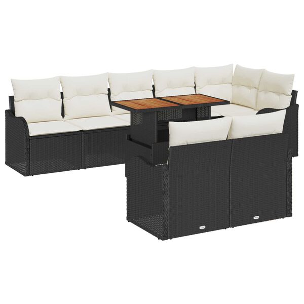 vidaXL Tuin Sofa Set met opslag 9 pcs Zwart Poly riet
