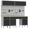 vidaXL Werkkast set met lade met opslag met slot 10 pcs Zwart