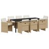 vidaXL Tuin eettafelset 9 pcs Beige poly rattan