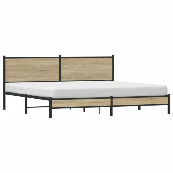 vidaXL Bedframe zonder matras metaal sonoma eikenkleur 200x200 cm
