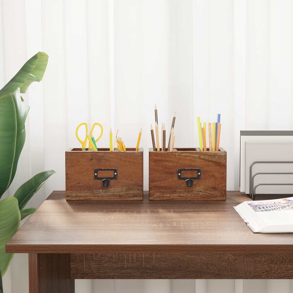 vidaXL Potloodetui Multikleur 18 x 10 x 12 cm Massief Mahoniehout