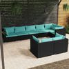 vidaXL 8-delige Loungeset met kussens poly rattan zwart