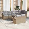 vidaXL Tuin Sofa Set met kussen 9 pcs Beige Poly riet