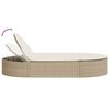 vidaXL Ligbed 2-persoons met kussens poly rattan beige